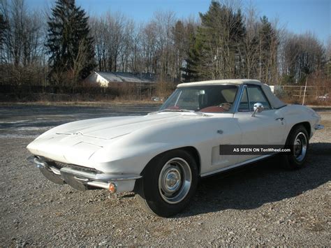 1967 Corvette Convertible Garage Find White Red 4 Speed Project