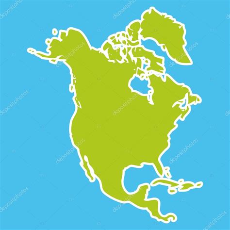 North America Map Green North America Map Green Continent On Blue