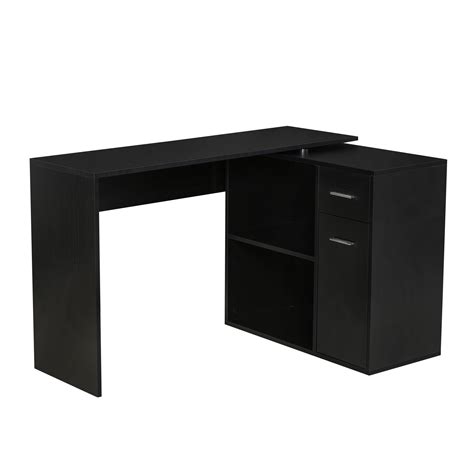 Homcom L Shaped Corner Computer Desk Workstation With Rotating Storage