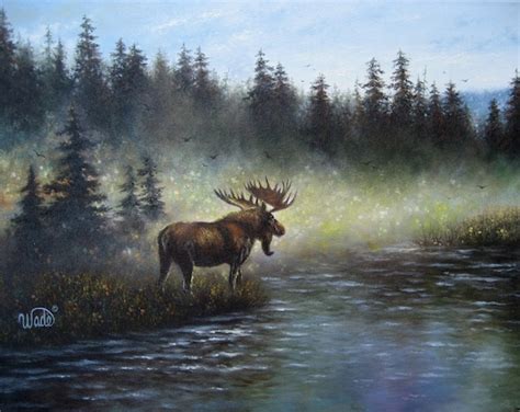 Majestic Moose Oil Painting Art Moose By Vickiewadefineart On Etsy