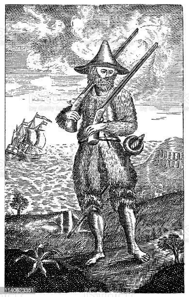 Vetores De Página De Título Da Primeira Edição De Robinson Crusoe 1719