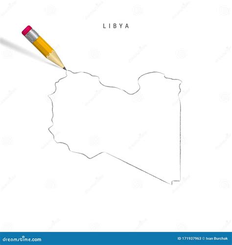 Libya Freehand Pencil Sketch Outline Vector Map Isolated On White