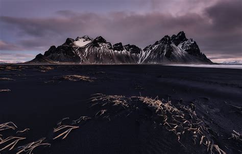 Wallpaper Mountains Iceland Cape Stokksnes Black Sand Have Stoknes