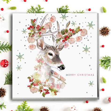 Reindeer Christmas Card By Lola Design Ltd