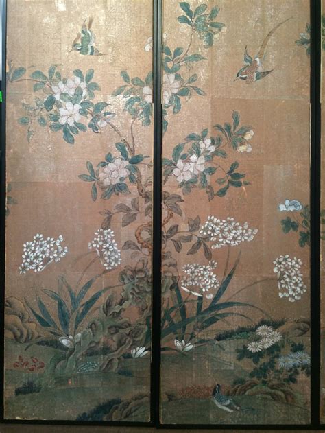 Four Framed Vintage Gracie Chinoiserie Wallpaper Panels