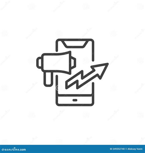 Mobile Marketing Line Icon Stock Vector Illustration Of Device 249352740