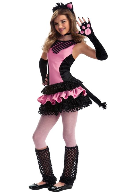 Tween Black And Pink Kitty Costume Teen Girls Sassy Cat Costume
