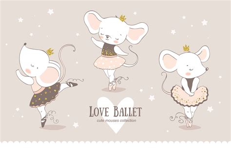 Cute Cartoon Baby Mouse Ballerina Collection Little Mice Princess