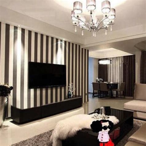 Wall Papers Home Decor Modern Fashion Black And White Mural Vertical Striped Wallpaper Moisture