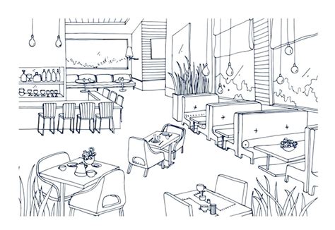 Premium Vector Freehand Sketch Of Furnished Interior Of Fancy
