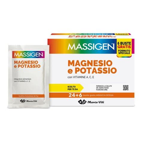 Massigen Magnesio E Potassio 246 Bustine Monodose Da 6g Integratore