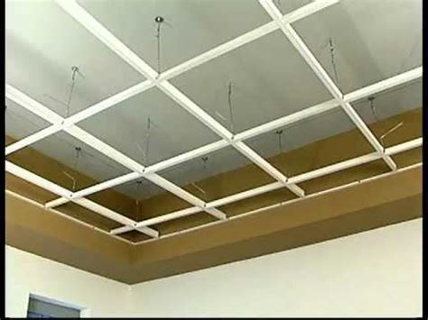 Ceiling grid—main beams and cross tees. Acoustical Drop Ceiling Tile & Grid Install ( Acoustic ...