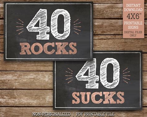 40th Birthday Signs 40 Sucks 40 Rocks 40 Blows Cheers To Etsy