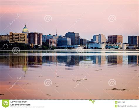 Downtown Madison Seen Acrross Lake Monona Stock Photo Image Of