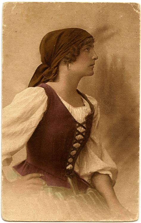 Printable Art Woman Portrait Sketch Gypsy Girl 1920s Illustration Folk