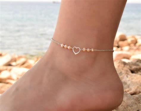Heart Anklet Anklet Ankle Bracelet For Women Sterling Silver Anklets For Women Beaded Beach