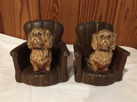 Dog In Chair Bookends Dog Bookends Vintage Dog Leather Club Chairs