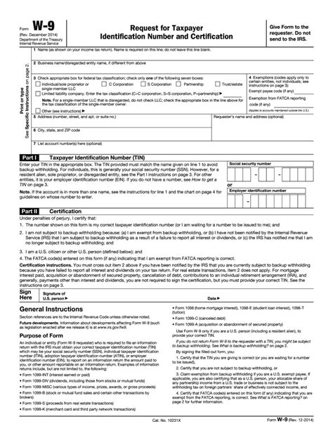 Irs W 9 Tax Form Printable Example Calendar Printable