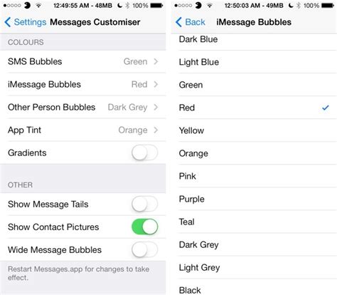 For the colors, you can set it as default. How to Customize Messages App with iOS 7 Jailbreak ...