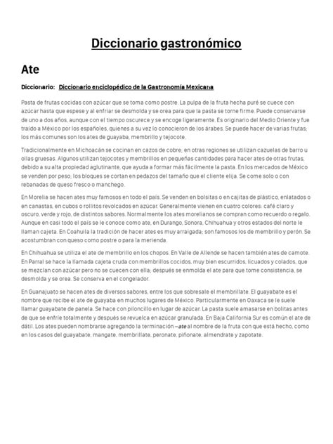 Palabras ⋆ Diccionario Enciclopédico De La Gastronomía Mexicana ⋆ Ate ⋆