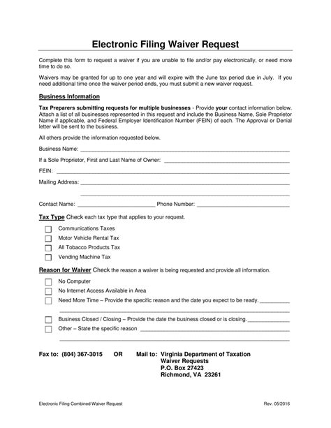 Virginia Electronic Filing Waiver Request Form Fill Out Sign Online