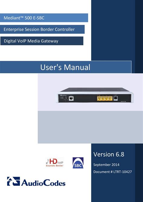 Audiocodes Mediant 500 E Sbc User Manual Pdf Download Manualslib
