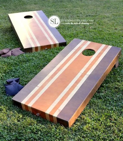 Painting Cornhole Boards Stained Stripes Bystephanielynn In 2020