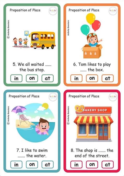 Prepositions Of Place Flash Cards Flashcards Preposit