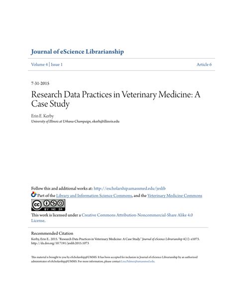 Pdf Research Data Practices In Veterinary Medicine A Case Study