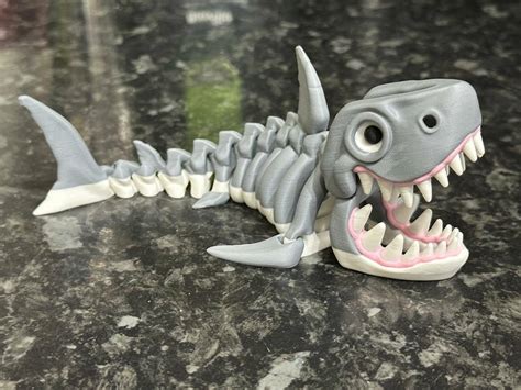 3d Print Flexi Print In Place Skeleton Shark • Made With Bambu X1c・cults