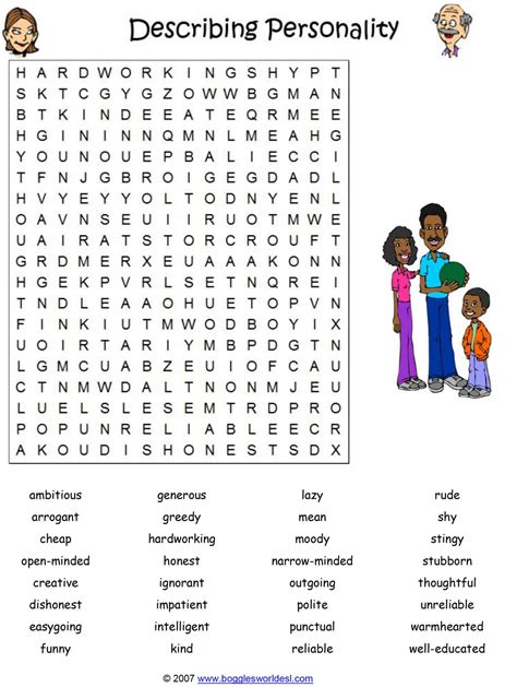 Personality Traits Word Search Word Search Printable