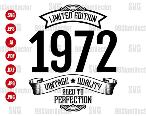 Vintage 1972 Aged To Perfection Svg Design 1972 birthday | Etsy