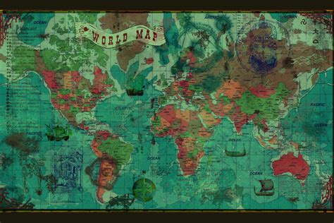 Large Wall Map Of The World Poster Political Map Wall Art Showing