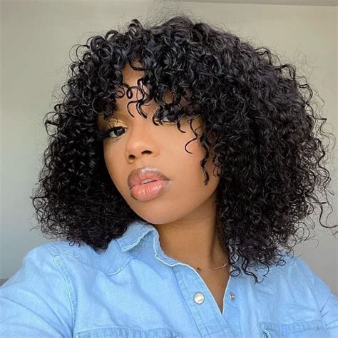 Luvme Hair Curly Wig With Bangs 12inch Short Curly Human Hair Wigs