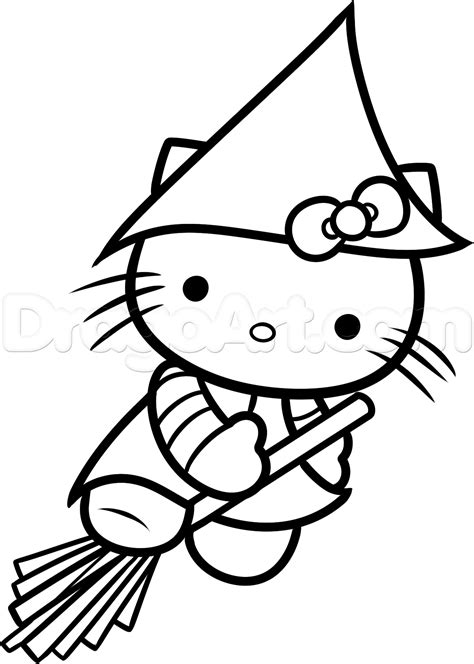 You can download and print free coloring pages of hello kitty halloween then color it by using crayons, colored pencils. How to Draw Halloween Hello Kitty, Step by Step, Halloween ...