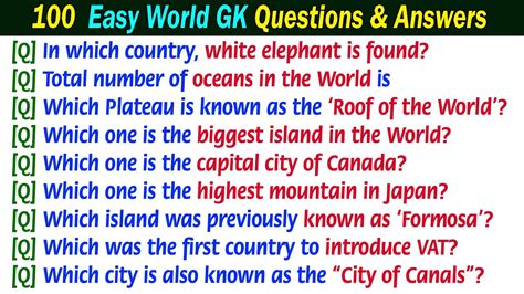 Most Important World Gk Questions With Answers In English World Geography Gk Questions