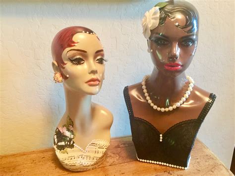 Mannequin Heads Painted With Acrylics And Jewelry To Match 2 Etsy