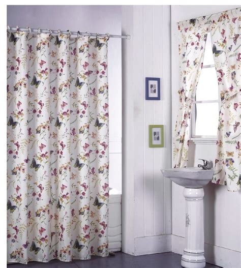 Shower Curtain Drapes Bathroom Window Set W Linerrings