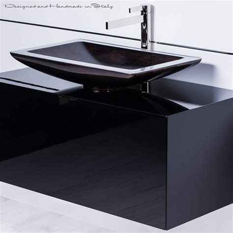 Most countertops are between 30 and 36 inches tall, and most vessel sinks are 4 the typical range for sinks is between 14 and 18 gauge. 40 inch black bathroom vanity with rectangular vessel sink ...