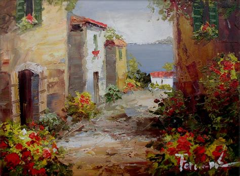 Framed Quality Hand Painted Oil Painting Cottages In Tuscany Italy