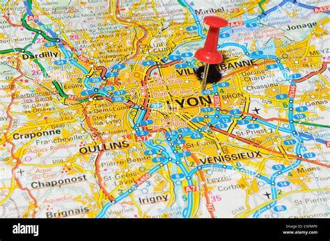 Lyon France On Map Stock Photo Alamy