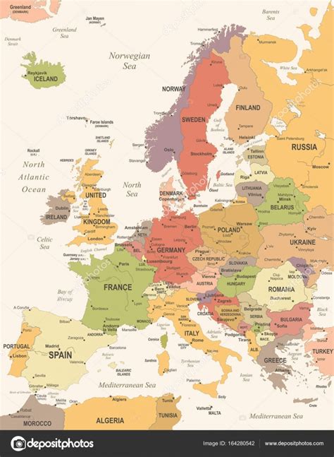 Europe Map Vintage Vector Illustration — Stock Vector © Dikobrazik