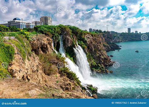 Lower Duden Waterfalls On Mediterranean Sea Coast Antalya Turkey