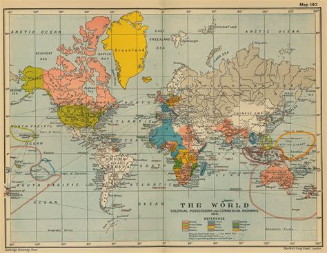 Colonial Posessions And Commercial Highways 1910 World Map World