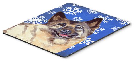 Norwegian Elkhound Winter Snowflakes Mouse Pad Hot Pad Trivet