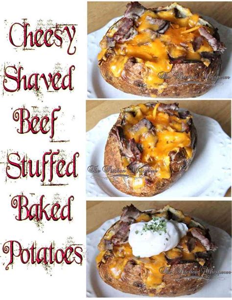 Cheesy Shaved Beef Stuffed Baked Potatoes