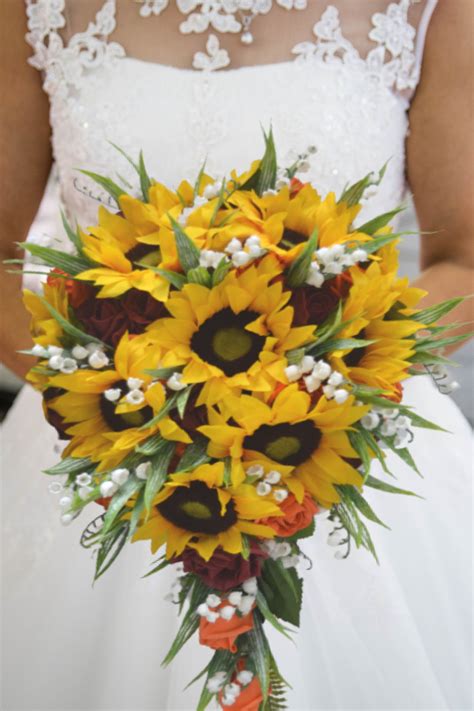 Artificial Sunflower Rose Wedding Flowers Bridal Bouquets