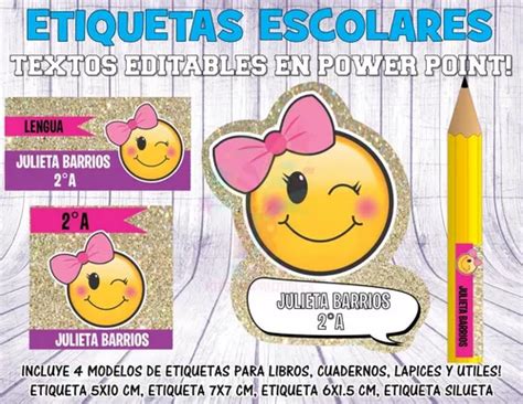 Kit Imprimible Etiquetas Escolares Emojis Nena En Venta En Mor N Bs As