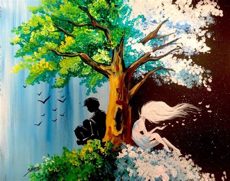 Live Stream Day And Night Tree Easy Acrylic Painting Step By Step For
