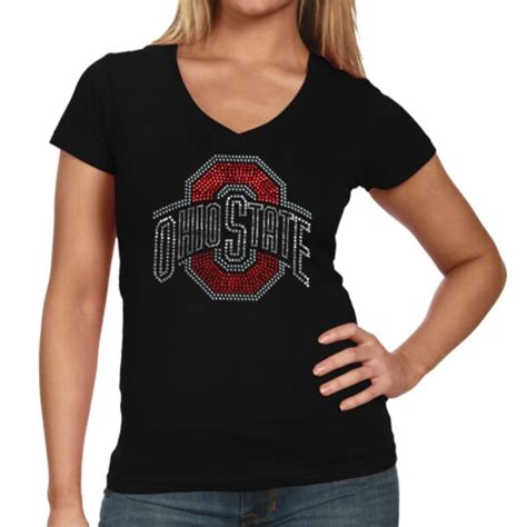 Ohio State Buckeyes Ladies Large Logo V Neck T Shirt Black